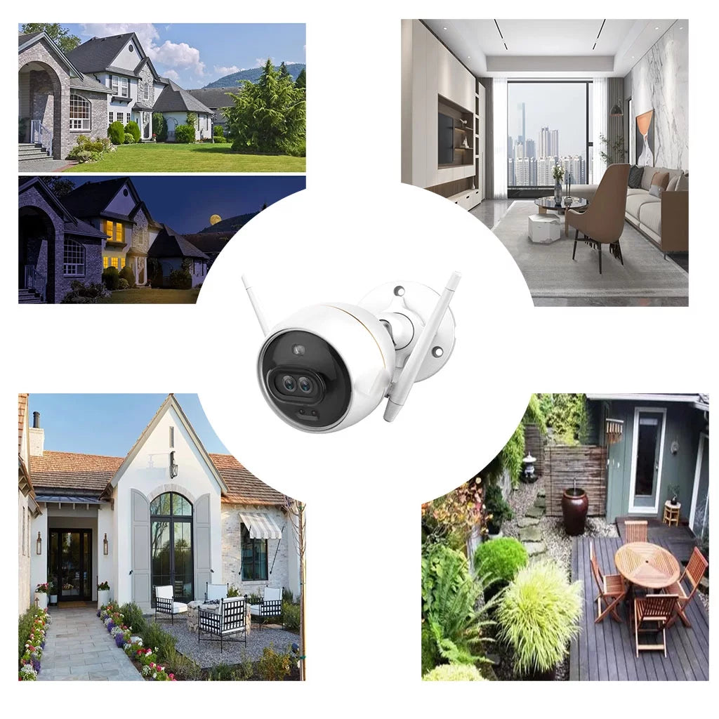 Outdoor Security Camera Dual Lens 1080P, Excellent Color Night Vision, Active Light & Siren Alarm with PIR Motion Detection, Weather Proof, Two-way Talk, the First Dual Lens Security Camera(C3X)