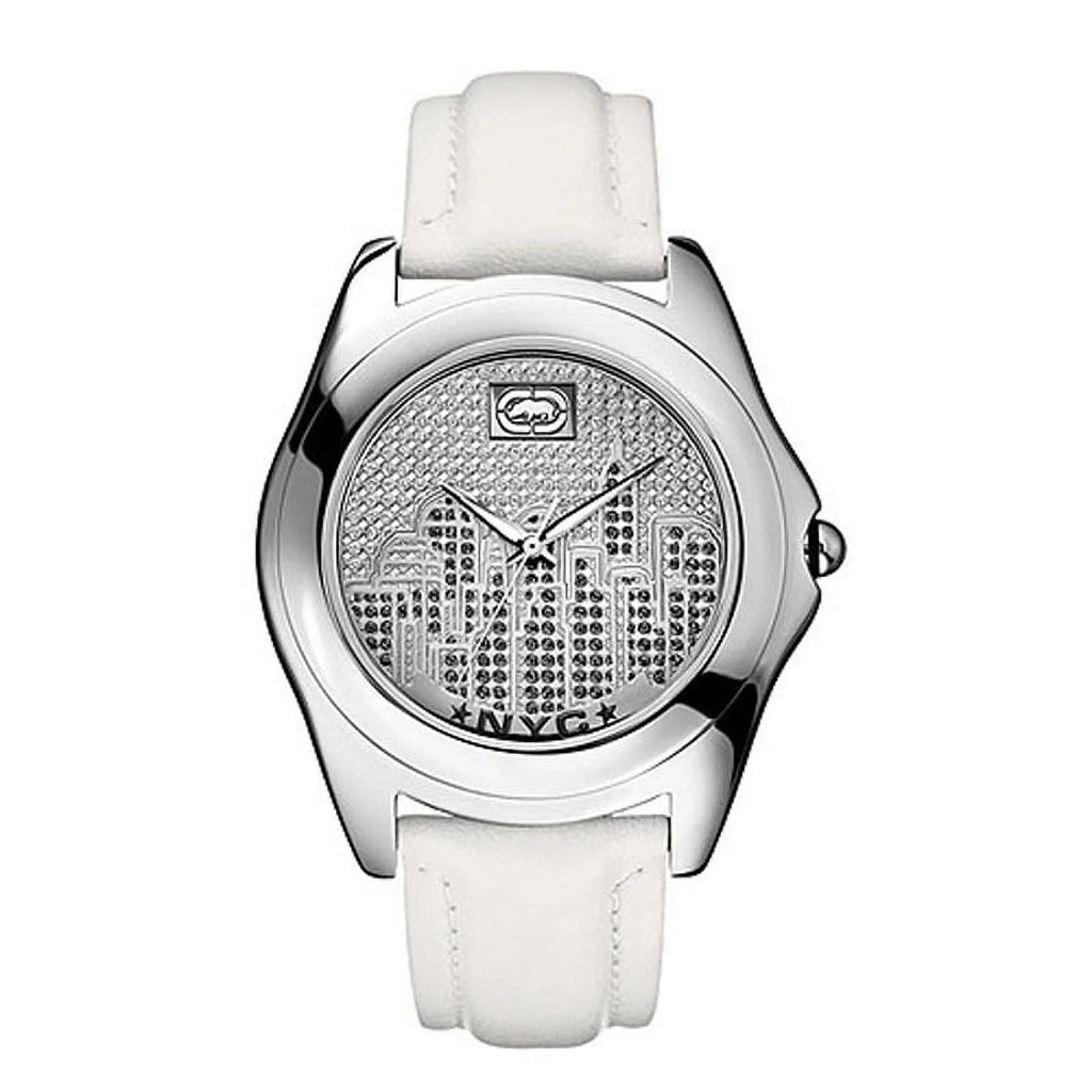 E08504G6 Men White Leather Watch