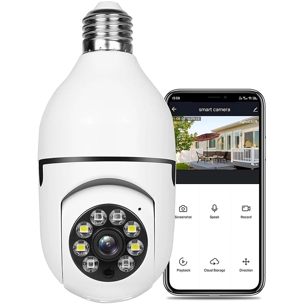 JahyShow 5GHz E27 Light Bulb Camera, 1080P Home Surveillance Cameras Wireless CCTV with 360 Degree Panoramic View Lens, Night Vision, Remote Viewing, Motion Detection, Two Way Audio (2 Pack)