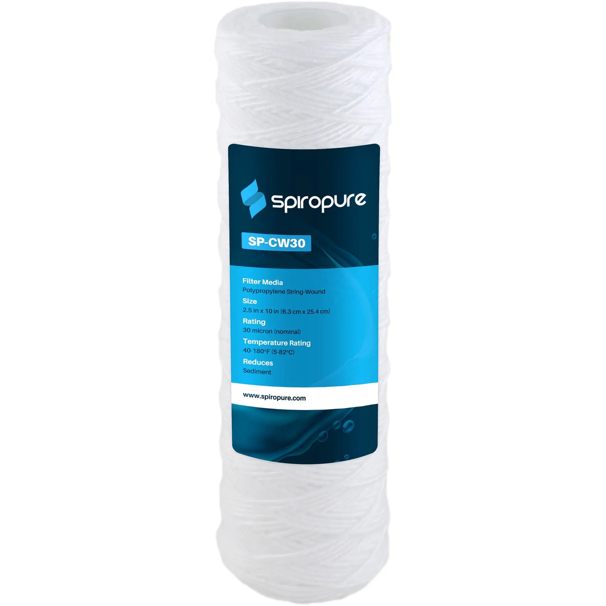 SpiroPure 10 x 2.5" String Wound Polypropylene Filter, 30 Micron (24 Pack)