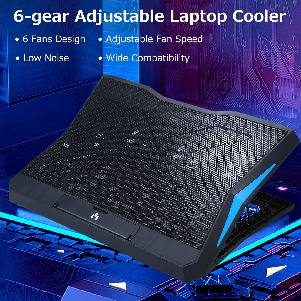 Foldable Notebook Cooling Stand with 6 Fans, Adjustable Height and Low Noise Operation