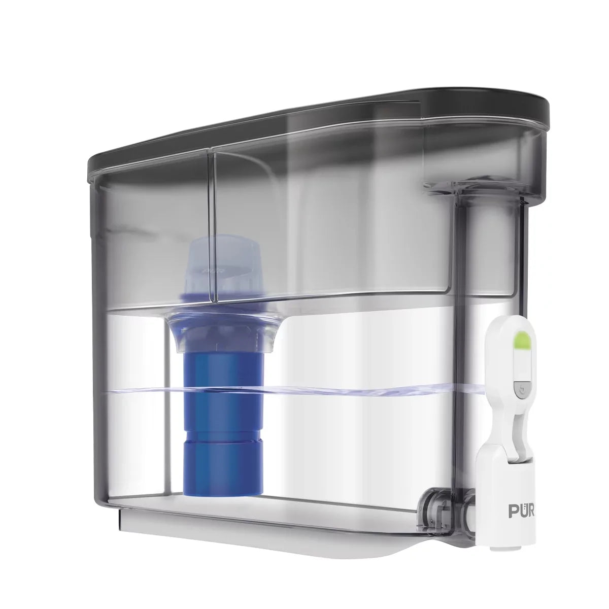 PUR PLUS 30-Cup Liquid Filter Dispenser System, W 15.3" x H 10.1" x L 5.3", Smoke, DS1810BA