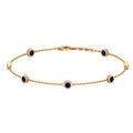 Lab Created Blue Sapphire Station Chain Bracelet For Women - 1 CT - AAAA Grade, 14K Yellow Gold, 7.5 inches