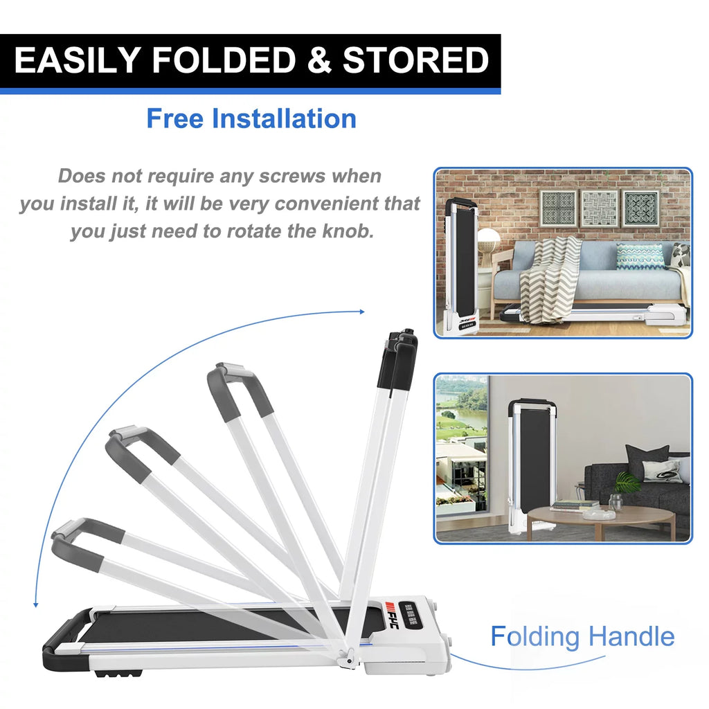 Dcenta FYC 2 in 1 Under Desk Treadmill - 2.5 Folding Treadmill for Home, Installation-Free Foldable Treadmill Compact Electric Running Machine, Remote Control & LED Display Walking Running Joggi