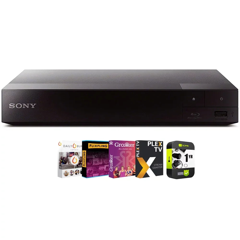 BDPBX370 Streaming Blu-Ray Disc Player with WiFi Bundle with Tech Smart USA Premiere Movies Streaming 2020 Digital Download Card for PC and 1 Year Extended Protection Plan