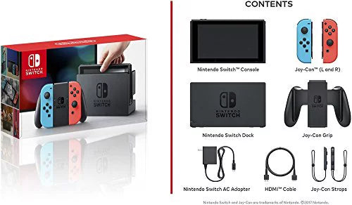 Nintendo Switch 6 items Bundle:Nintendo Switch 32GB Console Neon Red and Blue Joy-con,128GB Micro SD Card,Nintendo Wireless Controllers Neon Blue,Mario Kart 8 Deluxe,Mytrix HDMI Cable