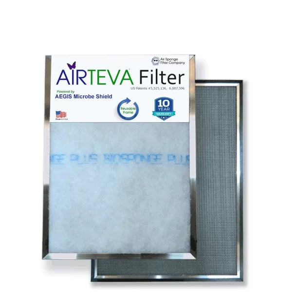 Airteva AC, Furnace Filter With (1) Biosponge Plus Replacement Pad (20 X 25 x 1) Actual Size: 19 1/2 x 24 1/2 x 3/4"