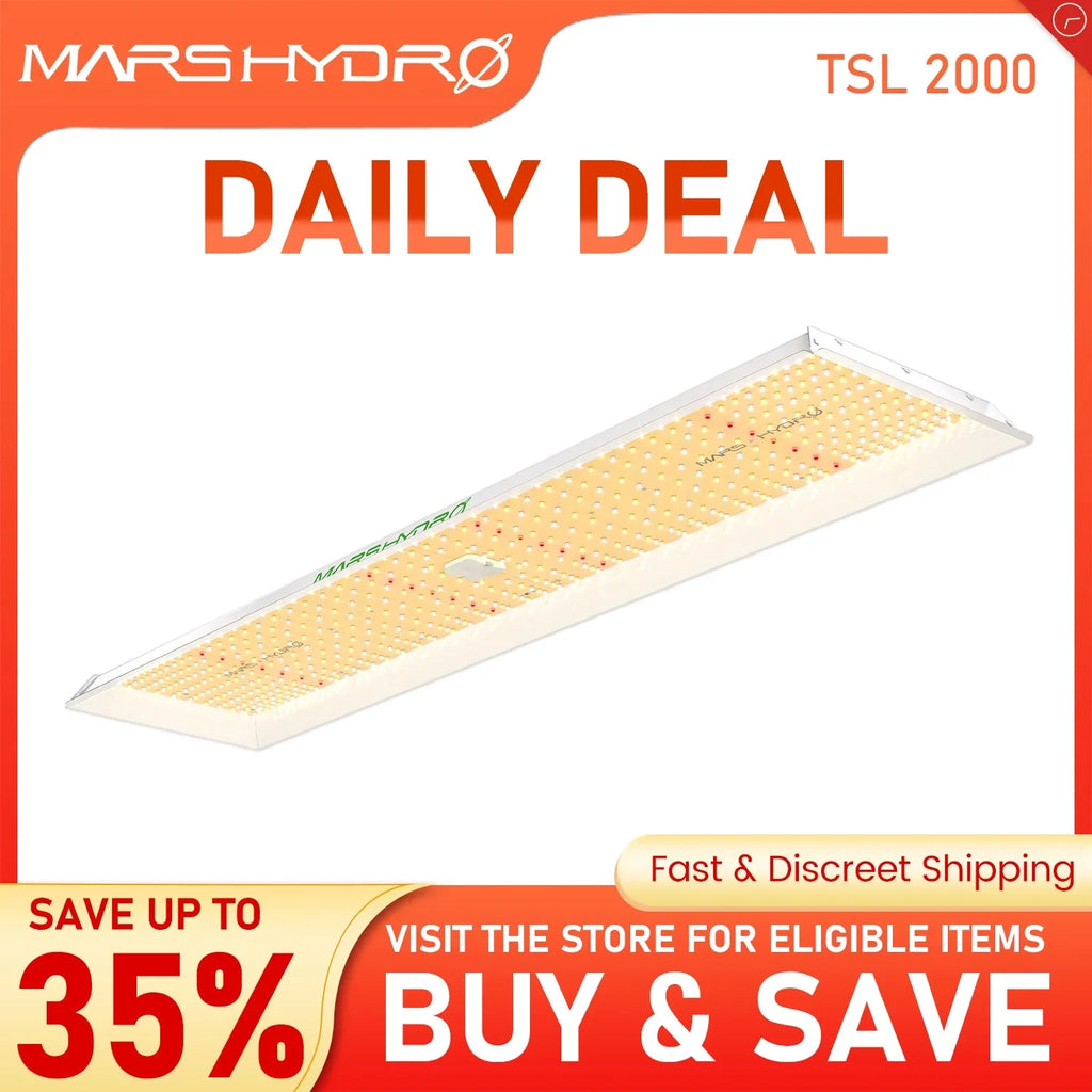 2023 Mars Hydro TSL 2000 LED Grow Light Full Spectrum Sunlike Spectrum 300W Dimmable LED Grow Light Max Yield 2.5g/W High PPE