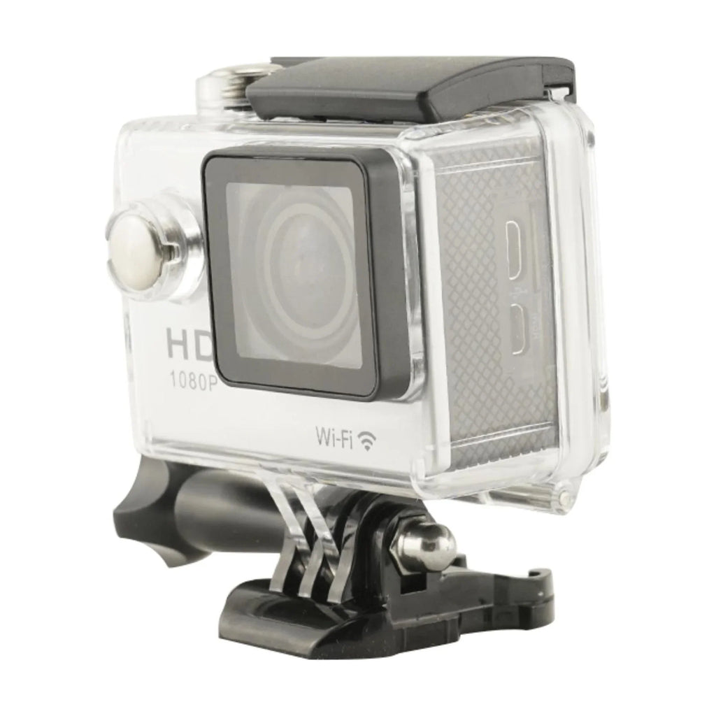 Capture Every Adventure with Our Fluid WiFi Action Camera - 1080P Video, Clear Sound Recording, and Sturdy Silver Case