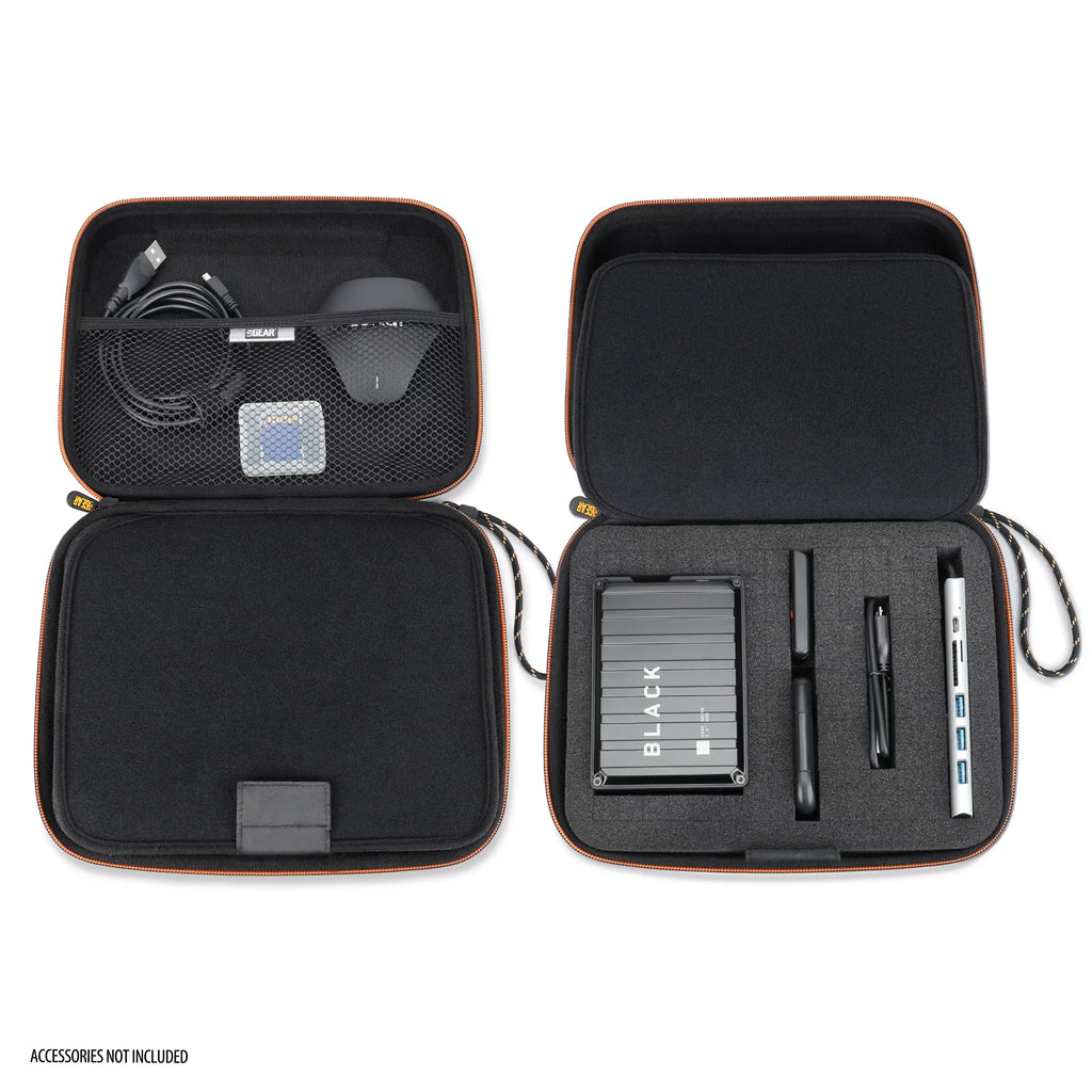 USA GEAR External Hard Drive Case, EVA Foam Hard Shell, Customizable Foam Interior - Black