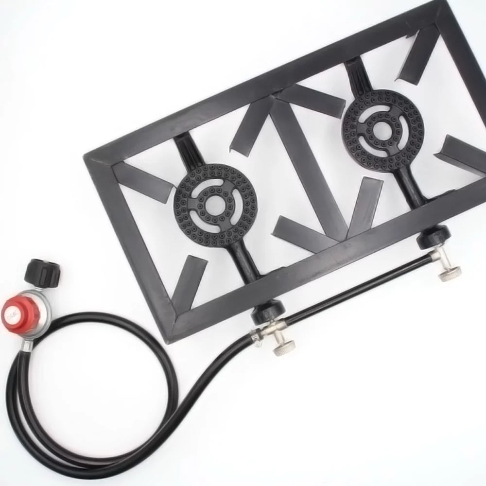 Nebublu Propane Gas Double Cast Iron Stove for Patio Camping BBQ Cooking ( Standard)