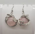 Natural Rose Quartz Dragon Earrings