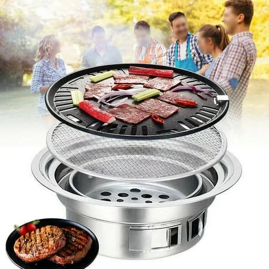 Japanese Korean Stainless Hibachi BBQ Picnic Table Grill Barbecue Stove Cooker