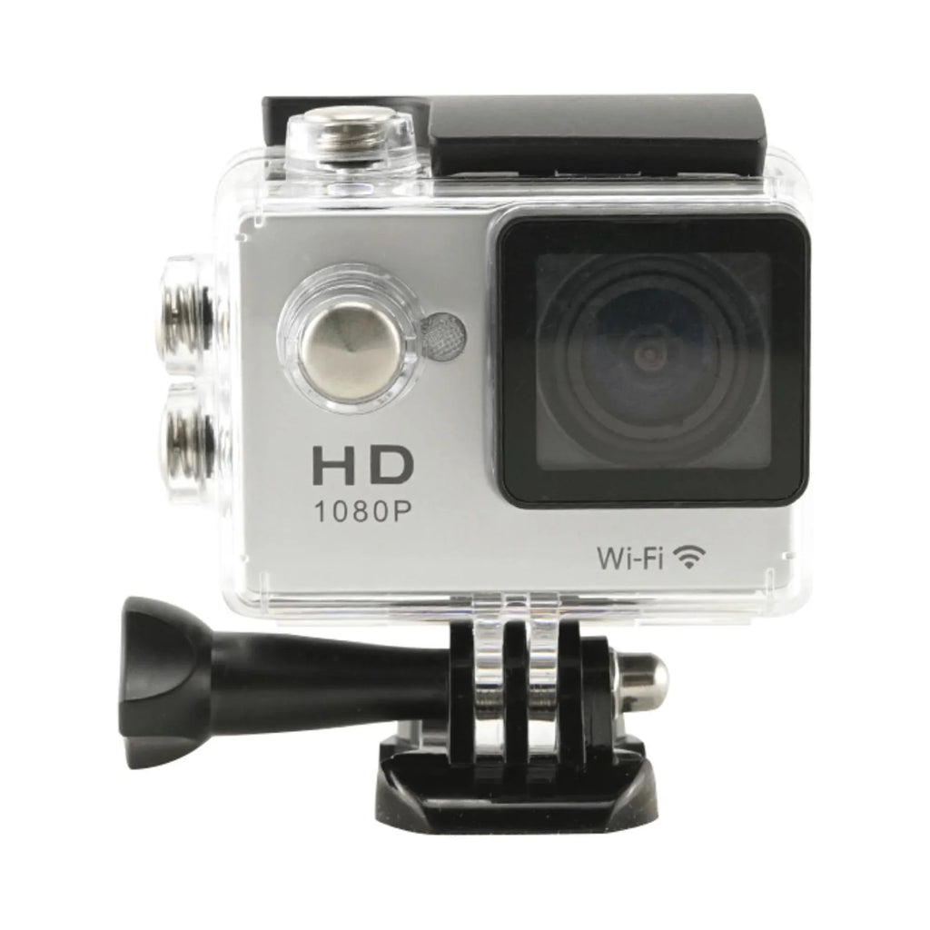 Capture Every Adventure with Our Fluid WiFi Action Camera - 1080P Video, Clear Sound Recording, and Sturdy Silver Case