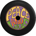 2018 2019 Wrangler JL Backup Camera Peace and Love Heart Hippie Bus Spare Tire Cover for Jeep RV 33 Inch