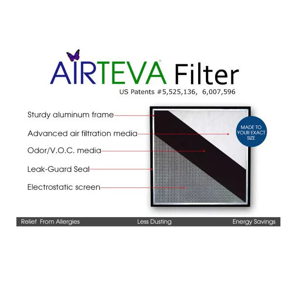 Airteva AC, Furnace Filter With (1) Biosponge Plus Replacement Pad (20 X 25 x 1) Actual Size: 19 1/2 x 24 1/2 x 3/4"