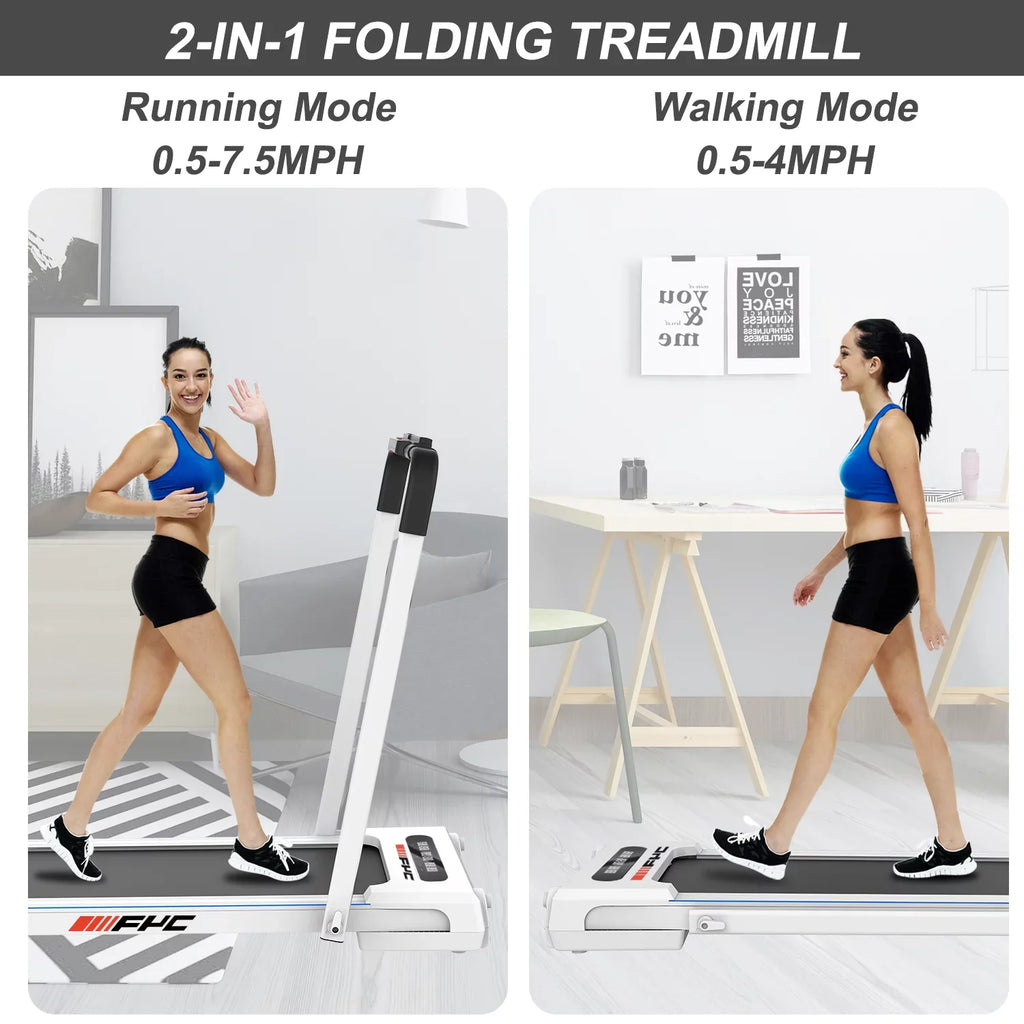 Dcenta FYC 2 in 1 Under Desk Treadmill - 2.5 Folding Treadmill for Home, Installation-Free Foldable Treadmill Compact Electric Running Machine, Remote Control & LED Display Walking Running Joggi