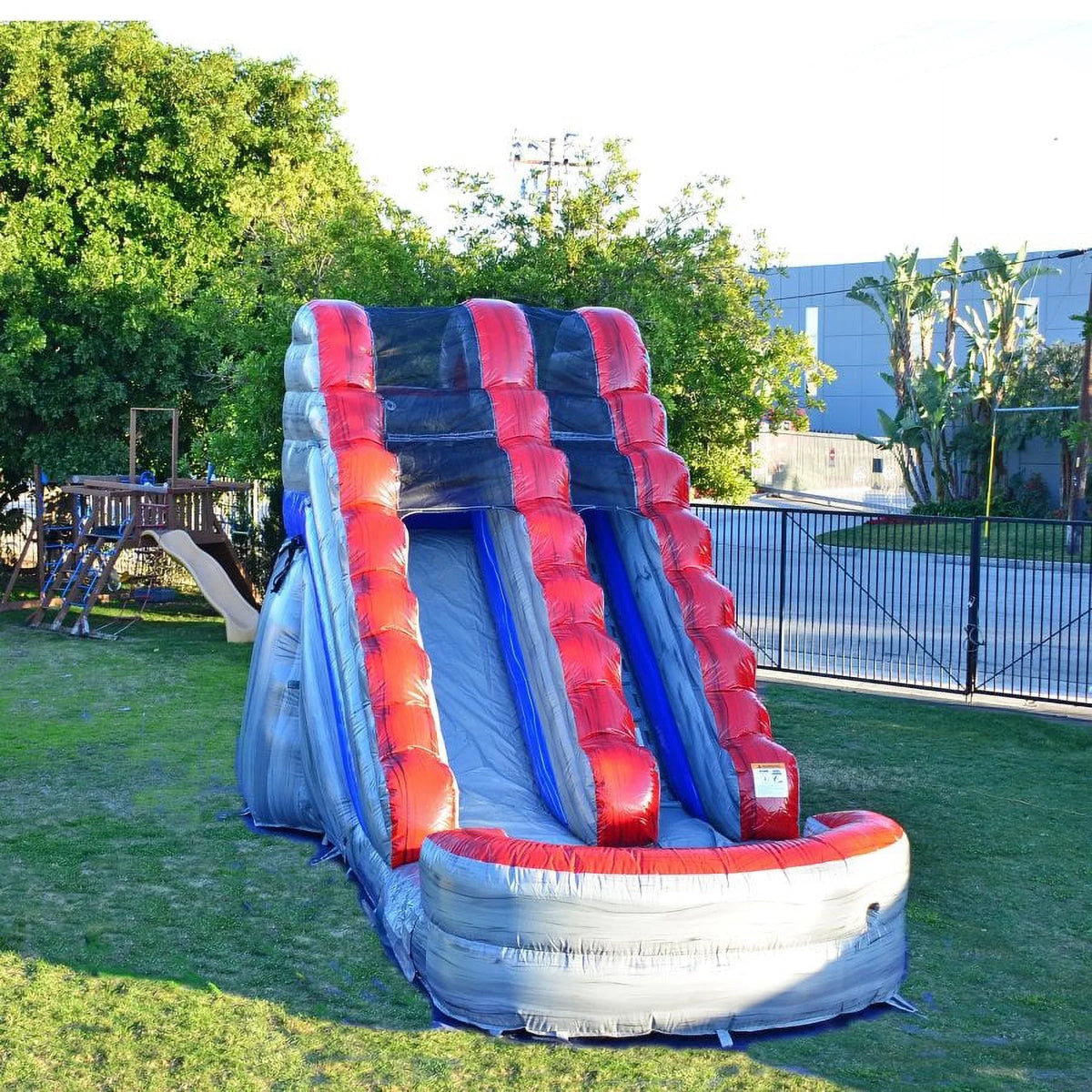 JumpOrange Titanium Commercial Grade Inflatable Fluid Slide with Splash Pool | for Adults and Kids | Includes Blower, Stakes and Storage Bag | 15-Foot Tall x 28-Foot Long x 13-Foot Wide
