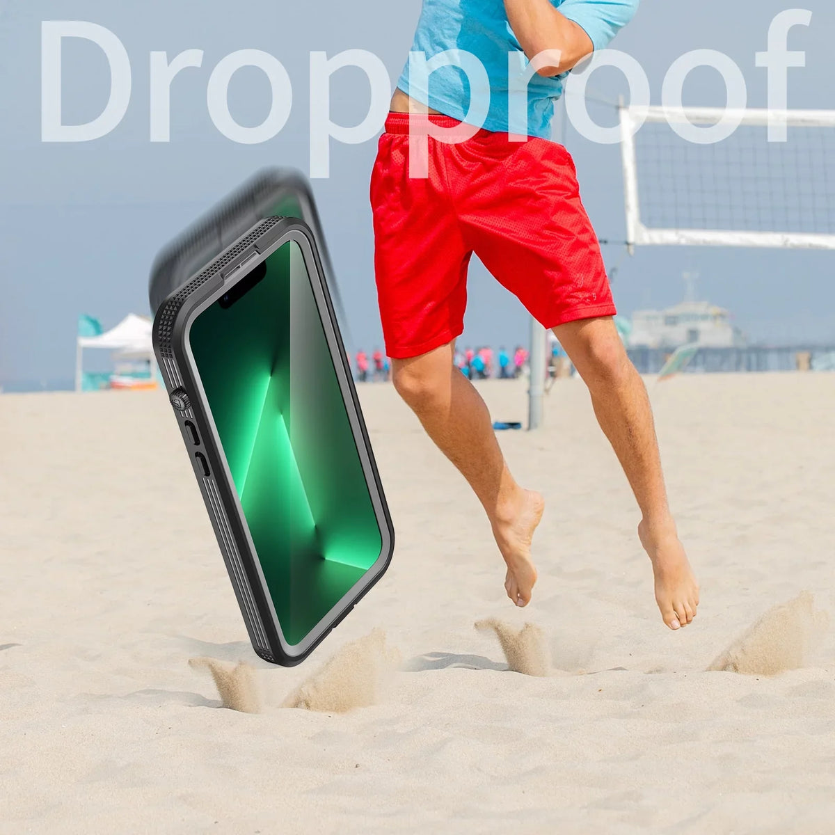 for iPhone 14 Pro Max 6.7" Case Fluid Built-in 6H Display Protector [Real 360][IP68 Fluid Military Dropproof][Dustproof][Compatible with MagSafe] for iPhone 14 Pro Max - Black