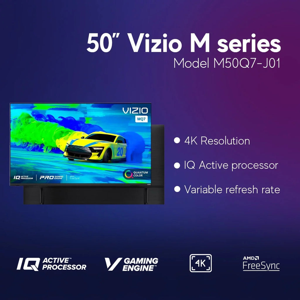Restored VIZIO M-Series 50-Inch 4K HDR Smart TV + Free Wall Mount with Quantum Color and SmartCast - M50Q7-J01 (Refurbished)