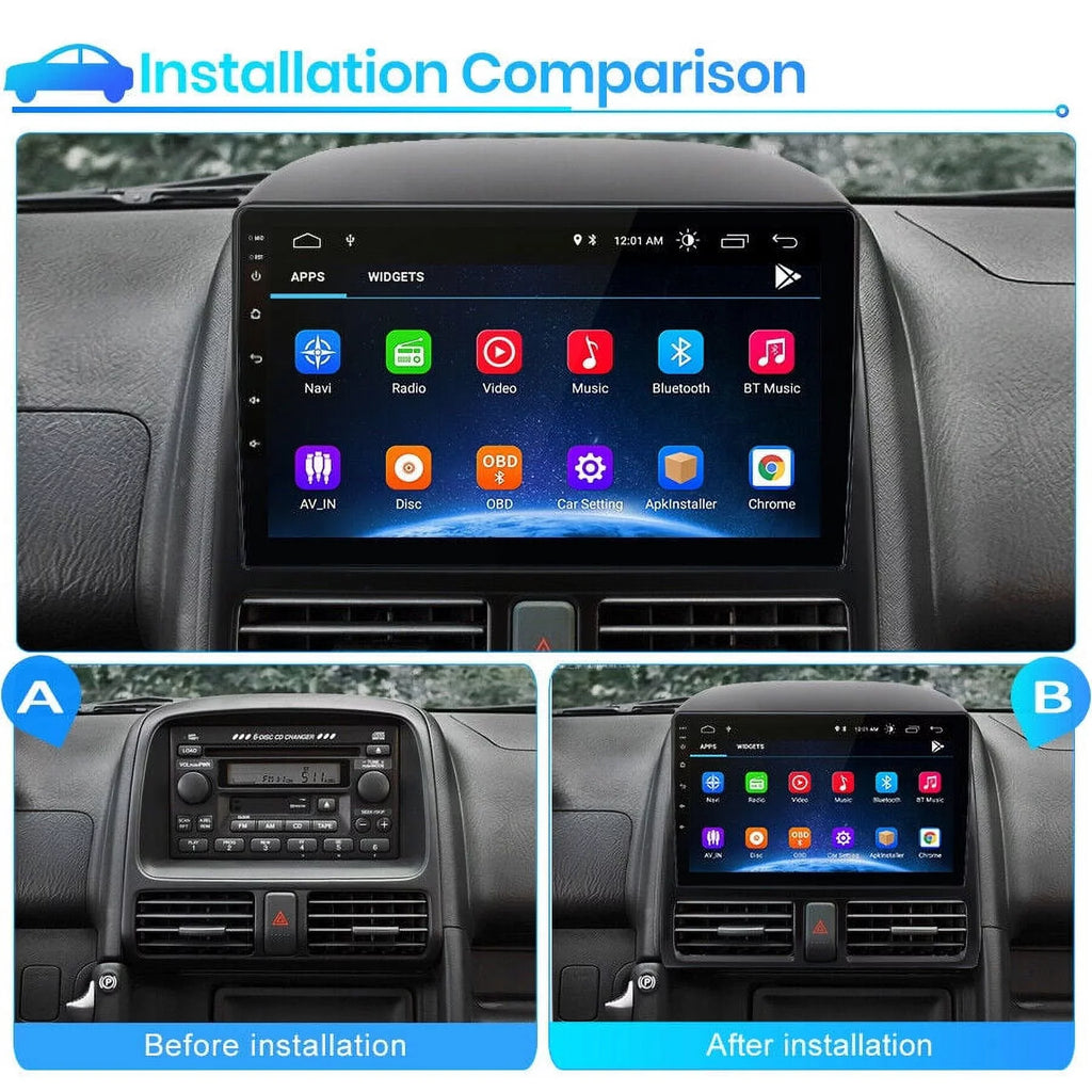 AWESAFE Carplay Car Stereo Radio for Honda CRV 2001 2002 2003 2004 2005 2006,1+32GB 9 Inch Touch Display with Android Auto GPS Navigator Bluetooth WiFi FM Radio Mirror Link