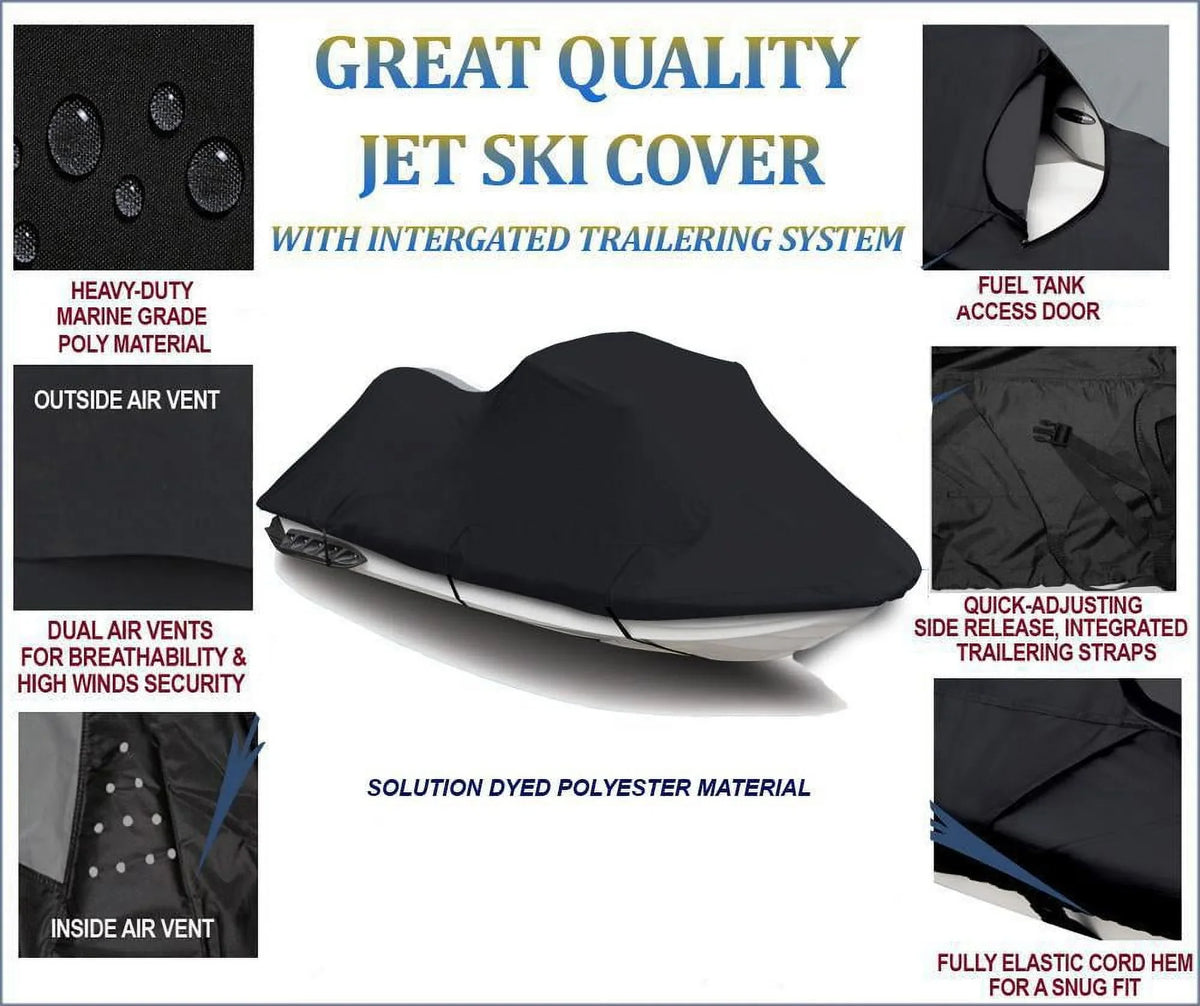 BLACK PWC 600D JET SKI Cover Compatible for Sea Doo Sea-Doo Bombardier RXT 260 2011 2012 2013 2014 2015 2016 2017