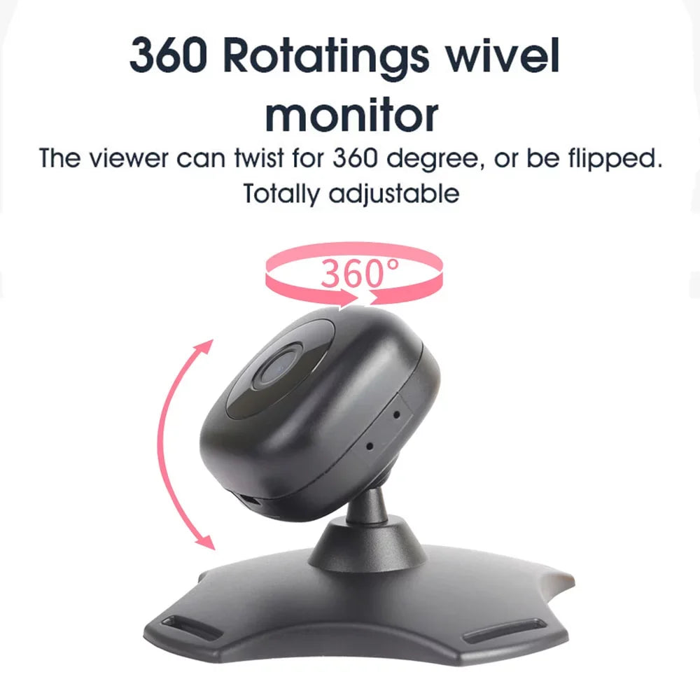 Pinnaco WiFi Baby Car Camera Monitor, 360° Rotation Night Vision, USB Powered