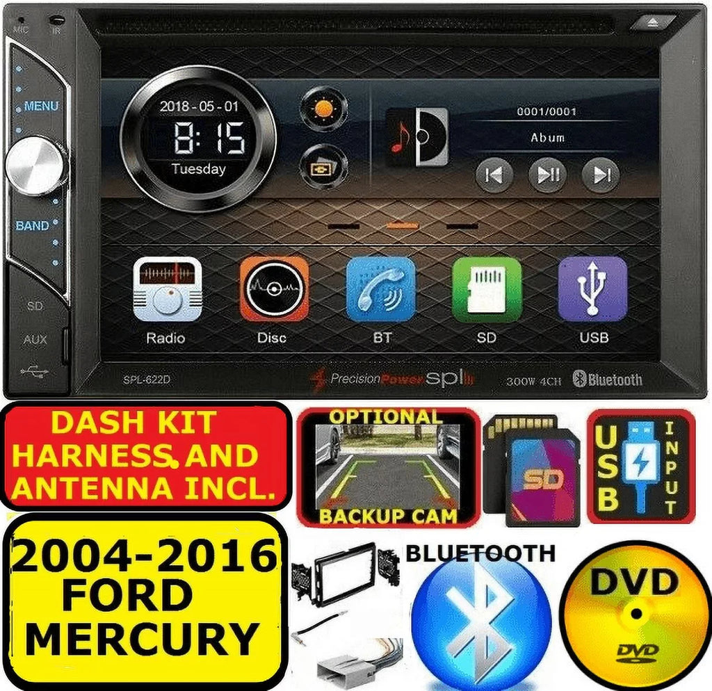 04-16 FORD MERCURY BLUETOOTH DISPLAY CD/DVD USB SD AUX CAR STEREO RADIO PKG