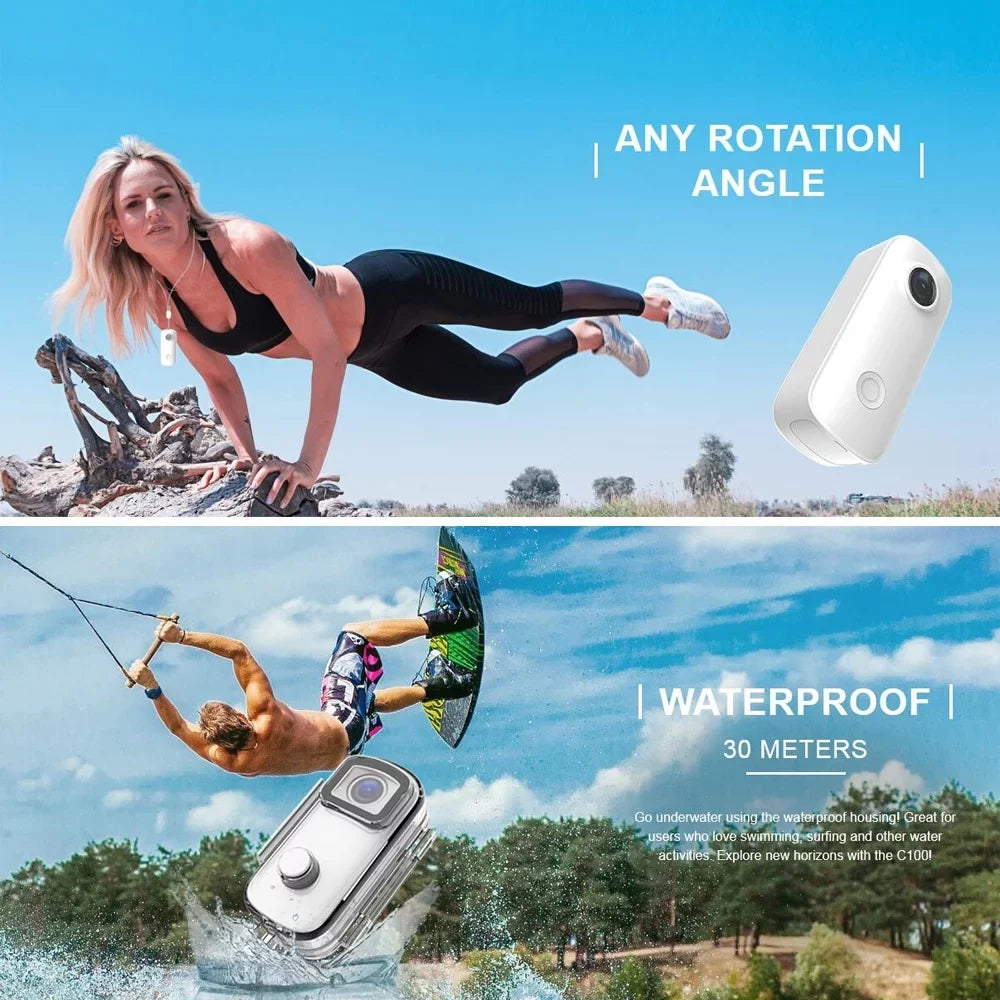 C100 Camera, 1080P30fps Video with Liquid Case and WiFi Sharing, Document Your Adventure