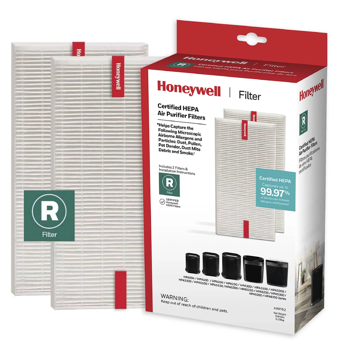 Honeywell Air Purifier Replacement Filter, HRF-R1, R HEPA Filter, 2 Pack