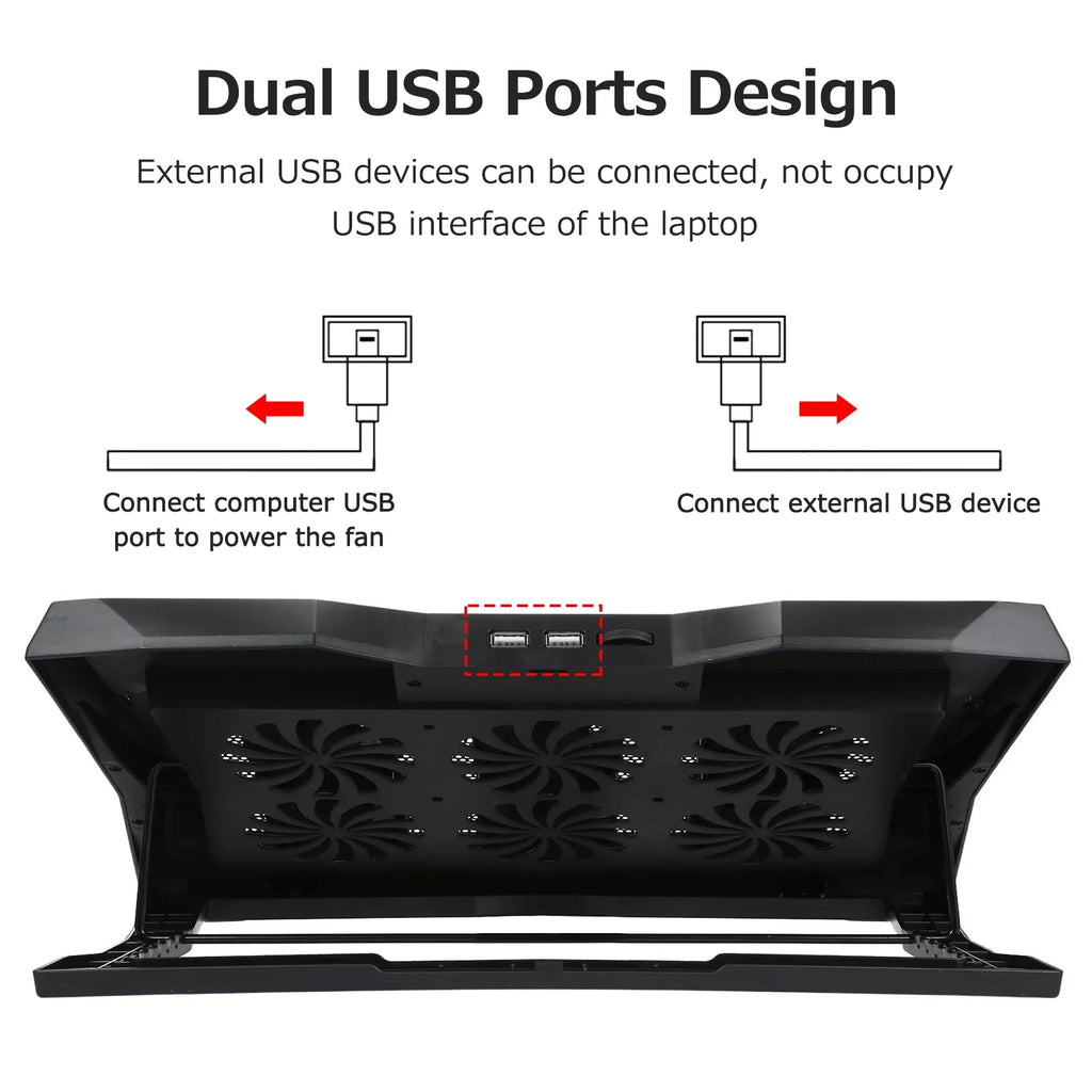 Foldable Notebook Cooling Stand with 6 Fans, Adjustable Height and Low Noise Operation