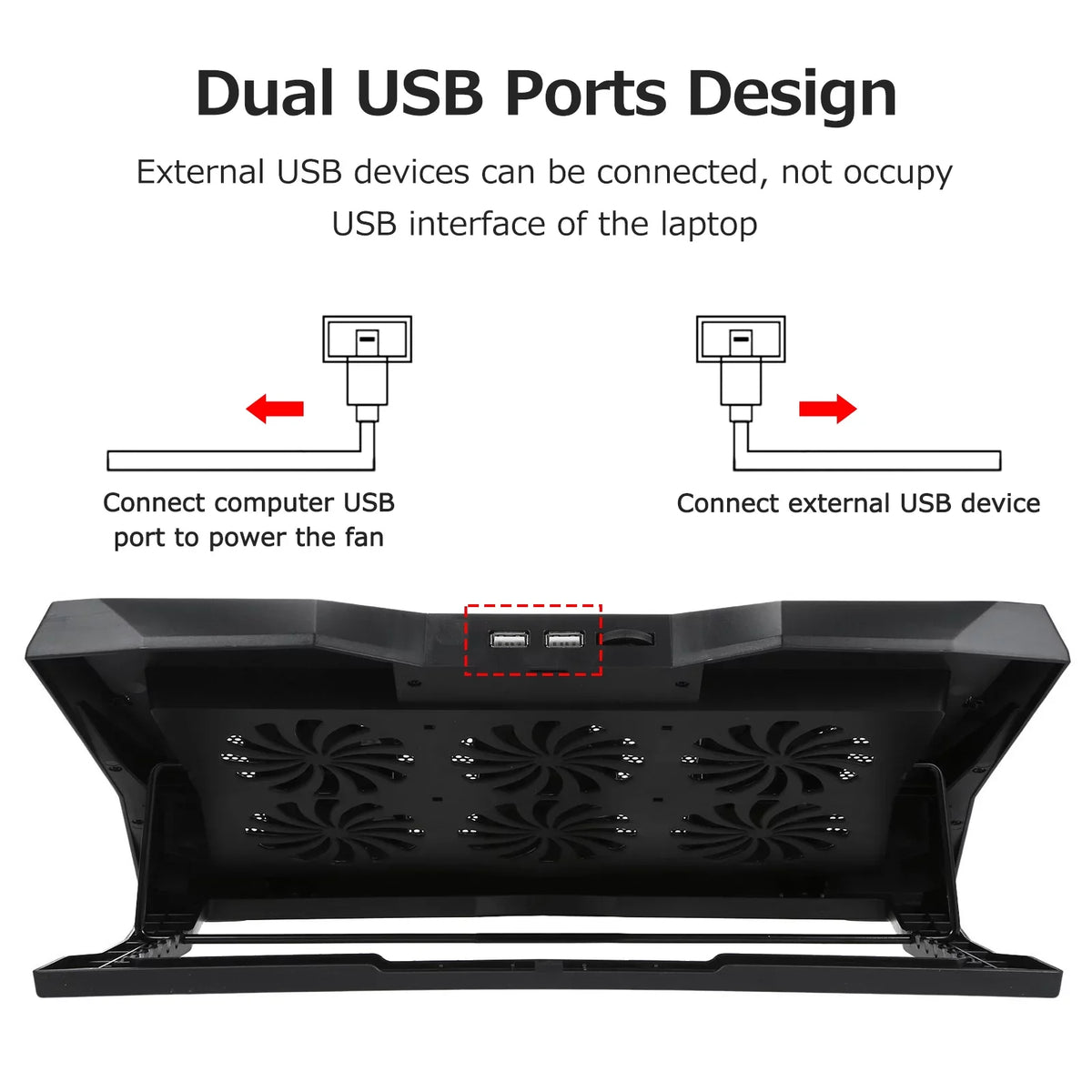 Foldable Notebook Cooling Stand with 6 Fans, Adjustable Height and Low Noise Operation