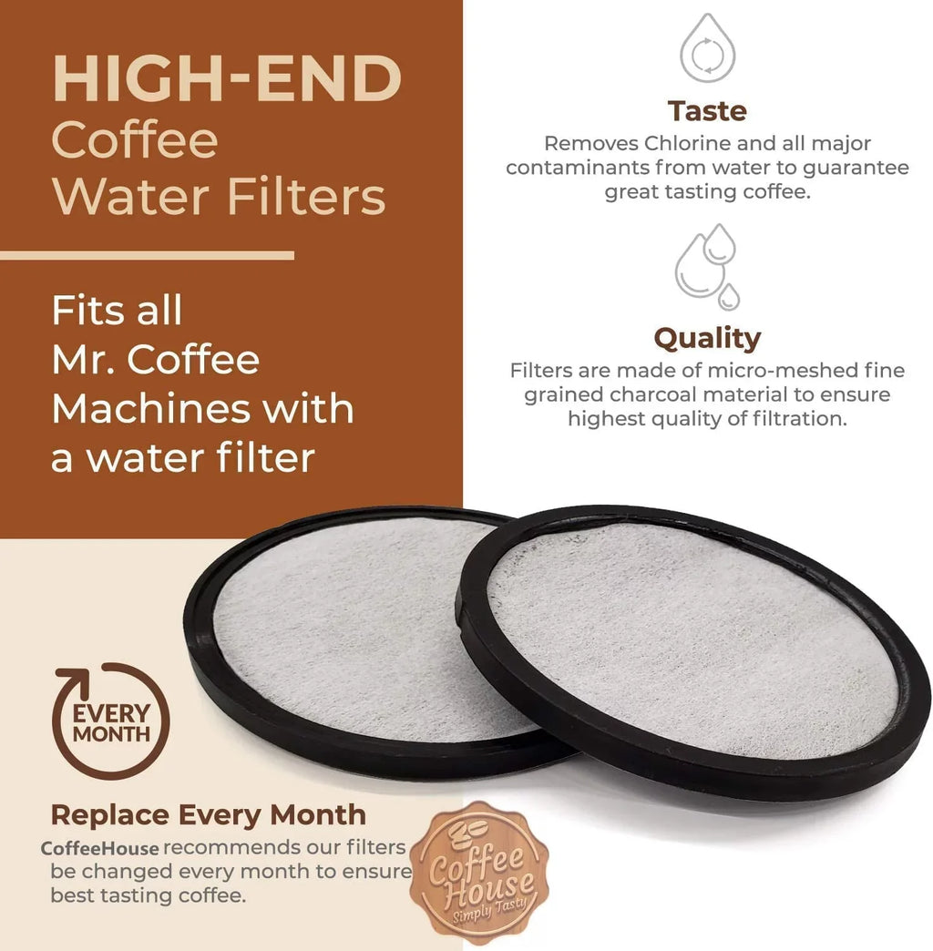 24-Mr. Coffee Replacement Charcoal Liquid Filter Disk for Most Mister Coffee Machine Brewers, White