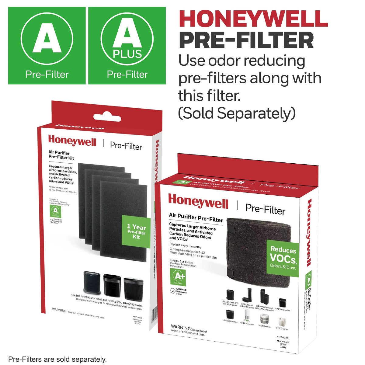 Honeywell Air Purifier Replacement Filter, HRF-R1, R HEPA Filter, 2 Pack