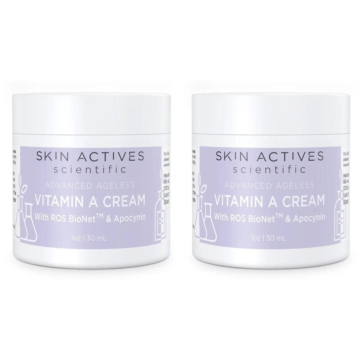 Skin Actives Scientific Vitamin A Cream with ROS BioNet and Apocynin Advanced Ageless Collection 1 fl oz - 2-Pack