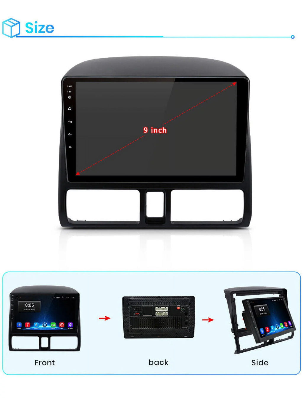 AWESAFE Carplay Car Stereo Radio for Honda CRV 2001 2002 2003 2004 2005 2006,1+32GB 9 Inch Touch Display with Android Auto GPS Navigator Bluetooth WiFi FM Radio Mirror Link