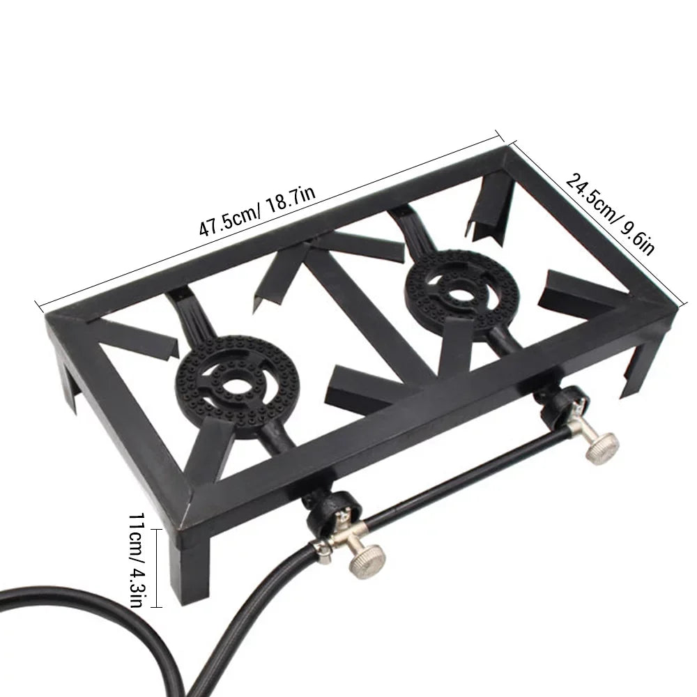 Nebublu Propane Gas Double Cast Iron Stove for Patio Camping BBQ Cooking ( Standard)