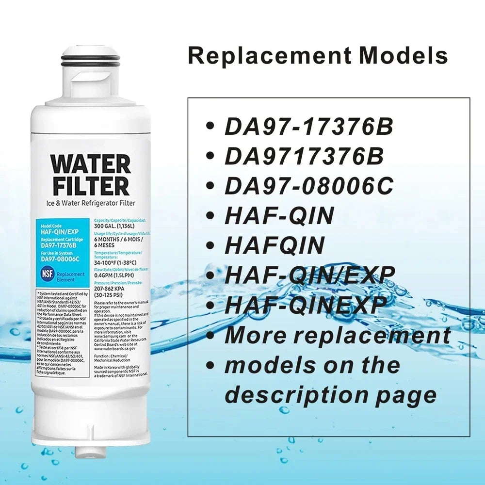 Fit for DA97-17376B HAF-QIN, HAF-QIN/EXP, /AA, DA97-08006C Refrigerator Liquid Filter,3 Pack