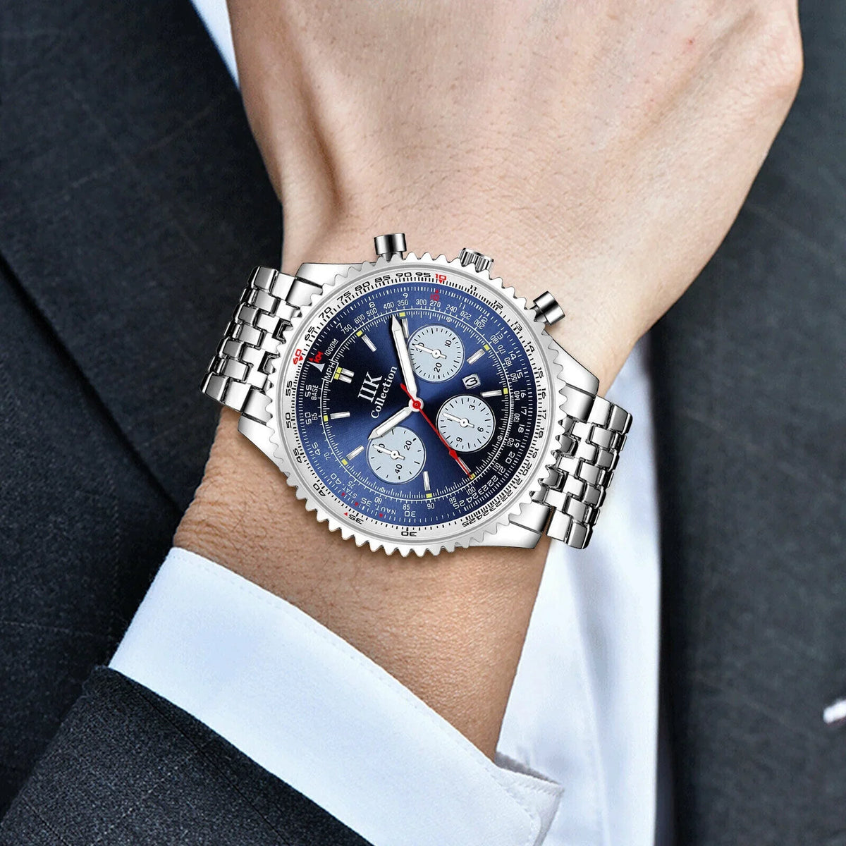 Fluid Men Watch Relojes De Hombre Luminous Quartz Stainless Steel Bracelet