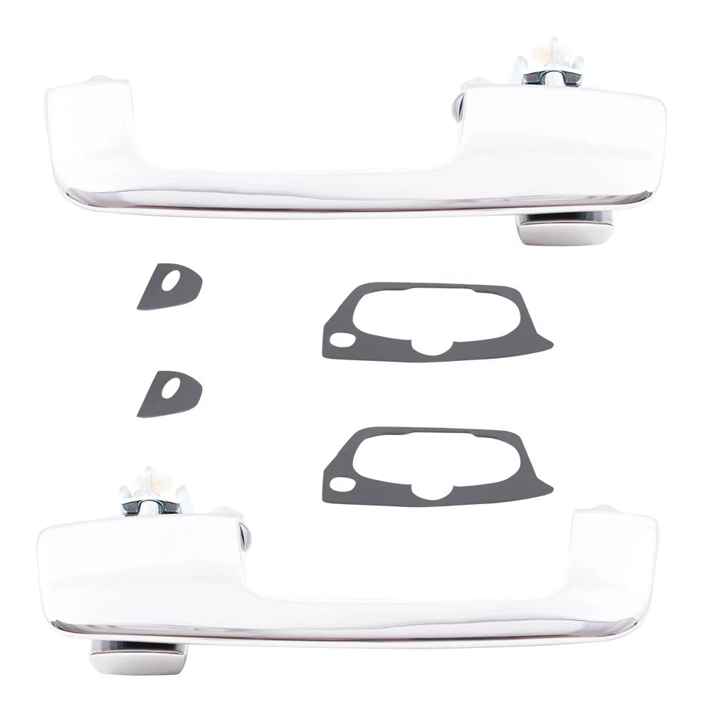 Brock Replacement Pair Set Outside Exterior Front Rear Chrome Door Handles compatible with Pickup Truck SUV Van 55075649 55075648