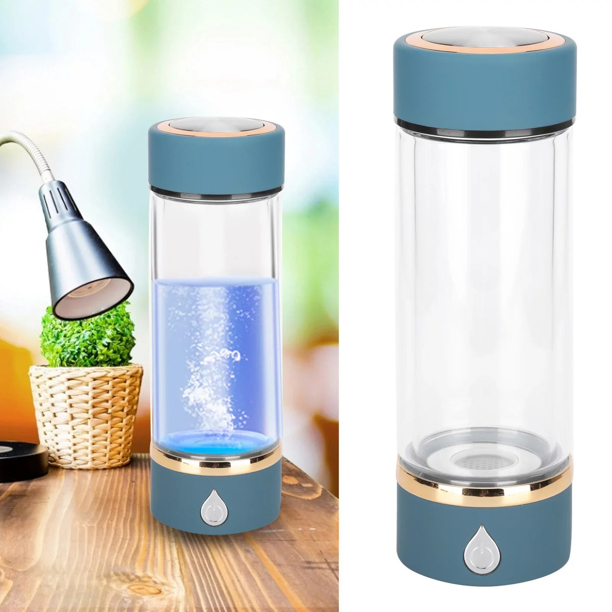 Hydrogen Liquid Bottle Generator USB Portable Hydrogen Liquid Maker Machine 380ml Blue