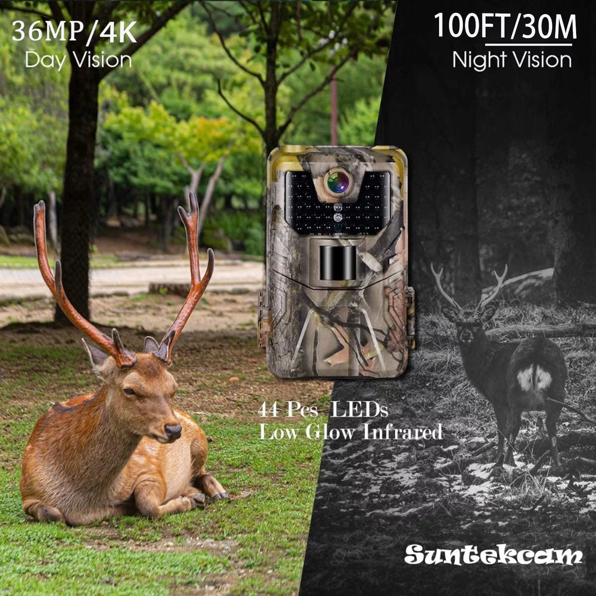 SuntekCam Trail Camera APP Control Game Camera 36MP/4K HD Night Vision Wildlife Camera WiFi Photo Traps Fluid for Outdoor Scouting Wildlife Monitoring