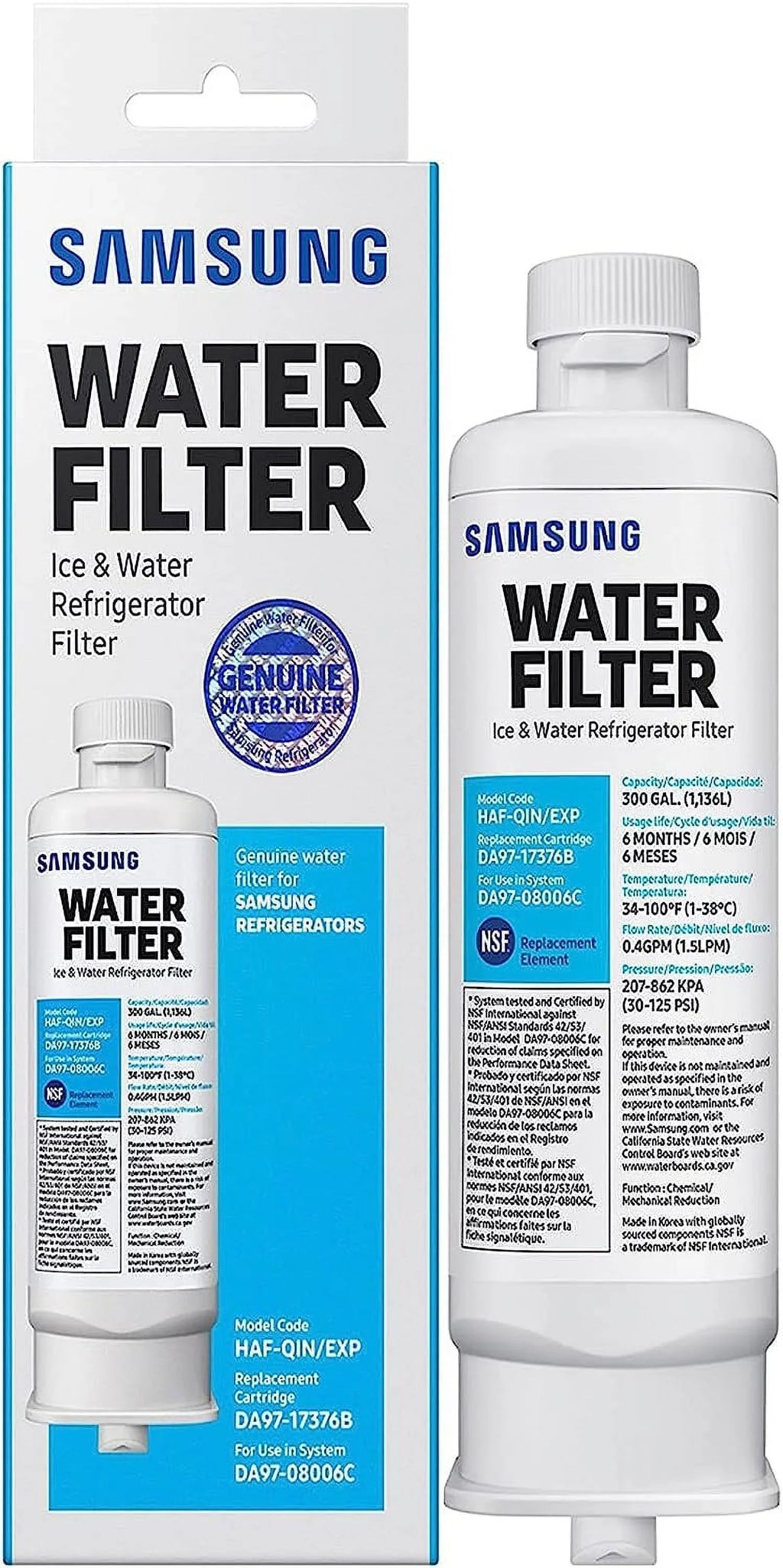 DA97-17376B HAF-QIN, DA9717376B HAF-QIN/EXP Refrigerator Fluid Filter RF23M8070SG Pack of 8
