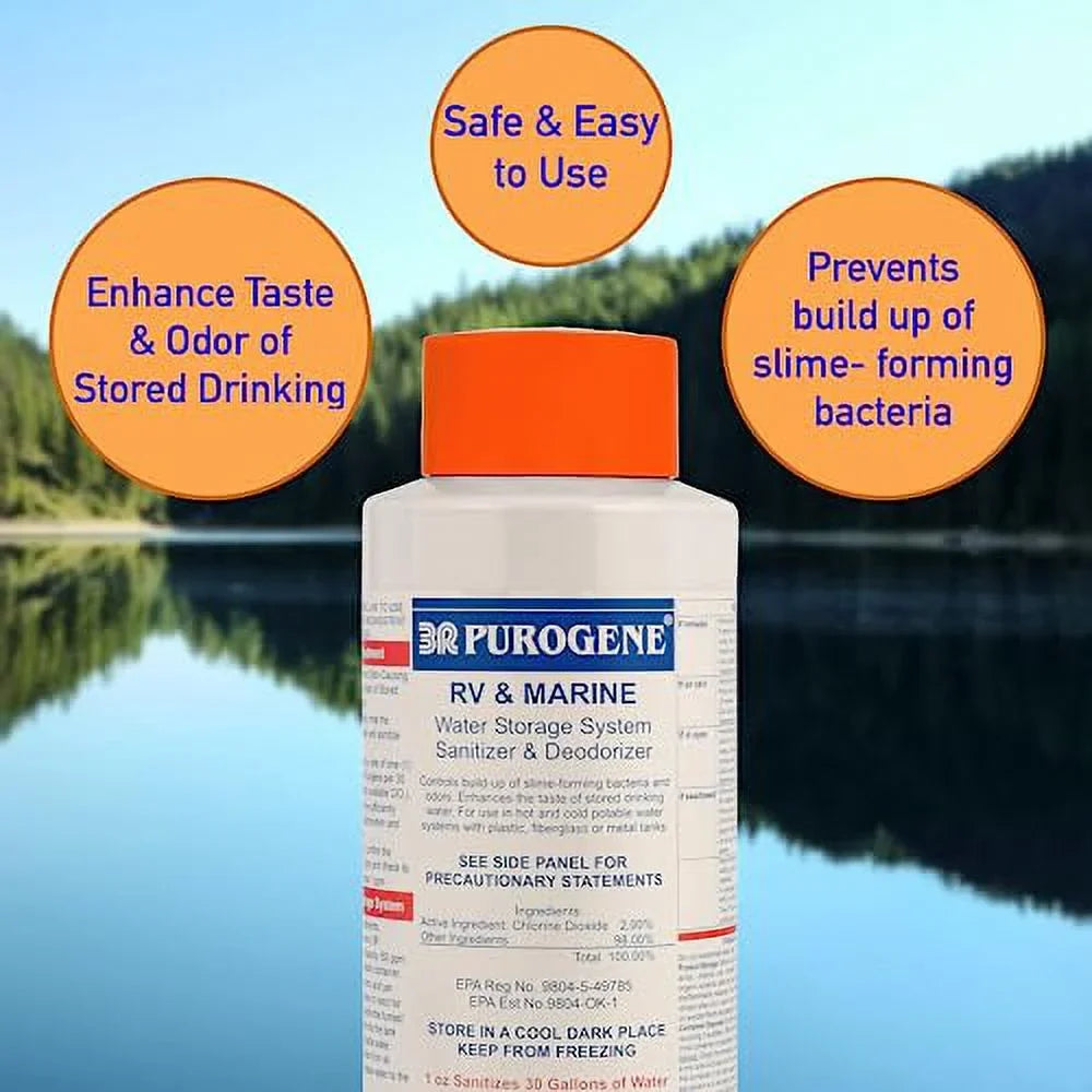 BayTec - 32oz Purogene Drinking Liquid Treatment and Fluid System Sanitizer for Liquid Sanitizes Liquid Storage Systems, Provides for Long-Term Storage of Drinking Liquid