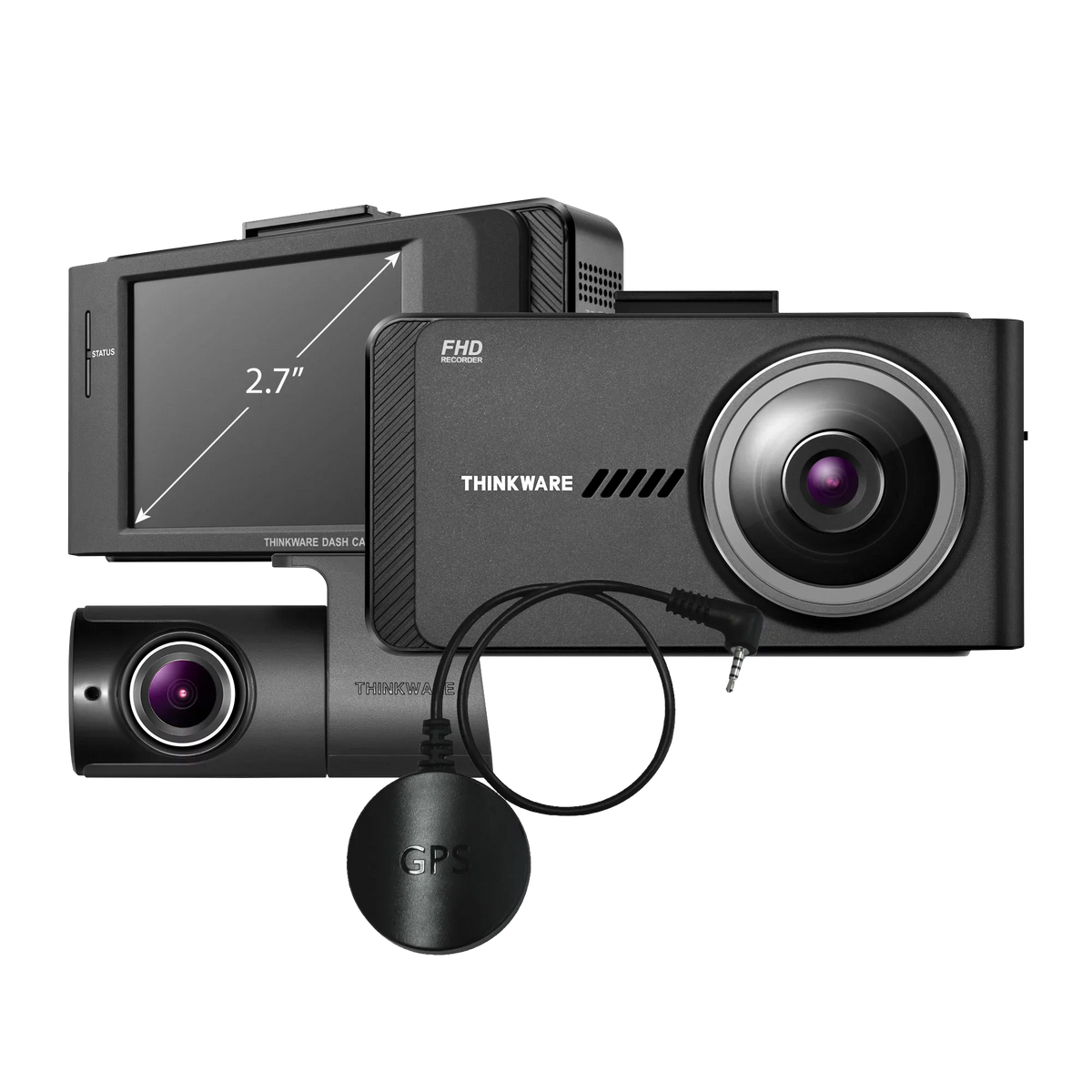 THINKWARE X700 Dual Dash Cam Front and Rear Camera for Cars, 1080P FHD, Dashboard Camera Recorder with G-Sensor, Car Camera W/ Sensor, GPS, Night Vision, 16GB, Optional Parking Mode