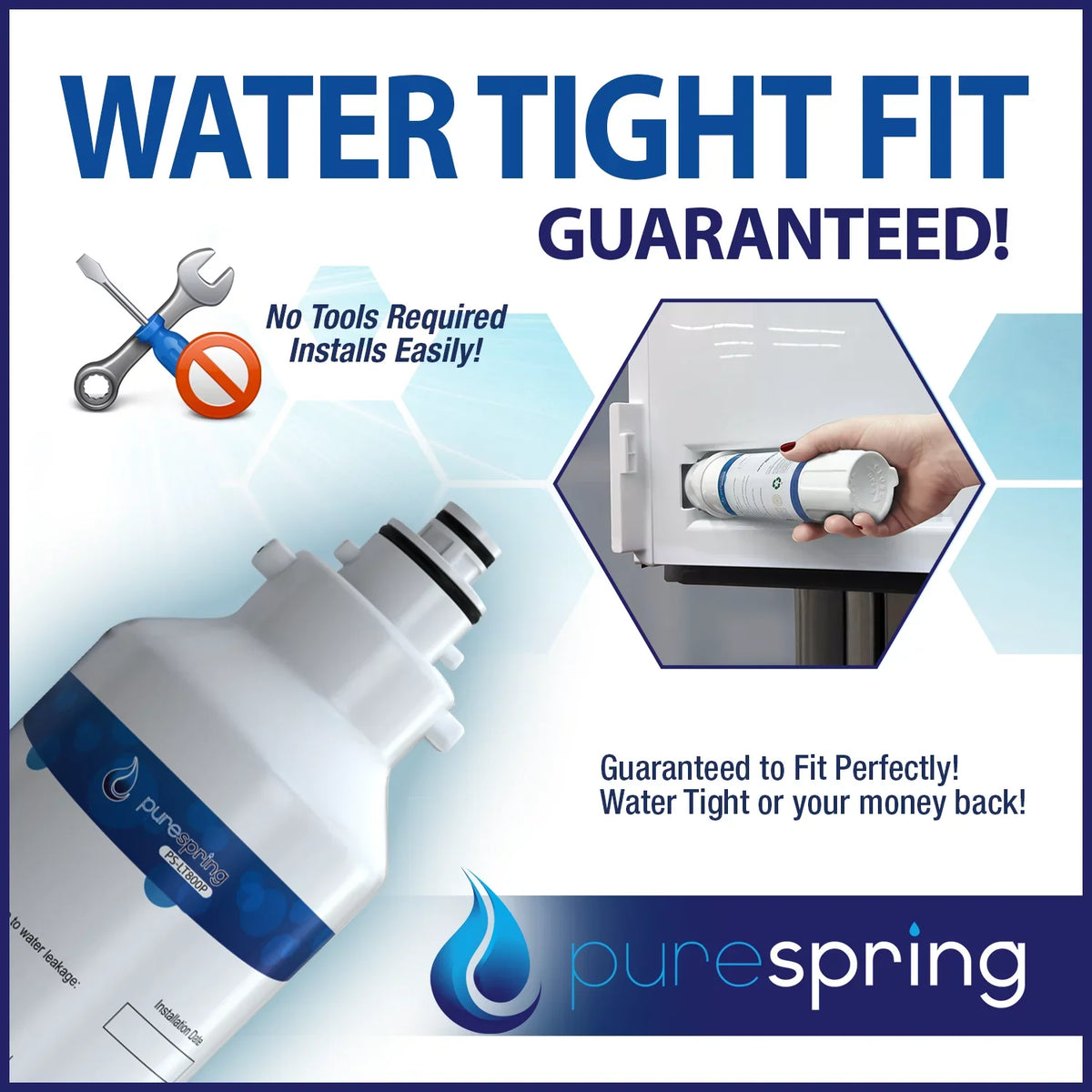 PureSpring NSF 42 Certified Refrigerator Liquid Filter, Compatible with LT800P, LT800PC, ADQ73613401, ADQ73613402, ADQ73613403, Kenmore 9490, 46-9490, 469490 (1 Pack)