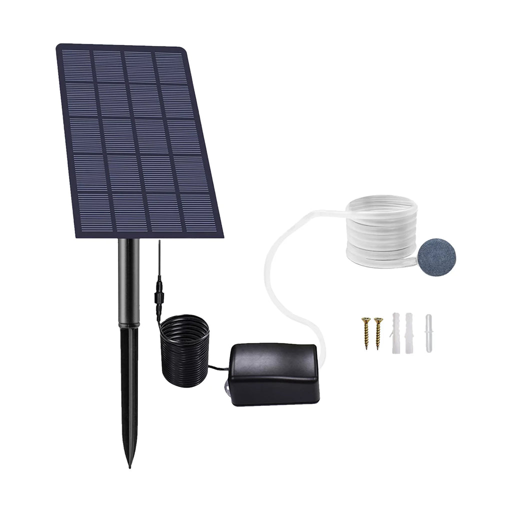 Lixada Solar Pump Fish Tank Aerator 2W Plug-in with Bubble Stones Channel for Aquarium Pond Pool Garden