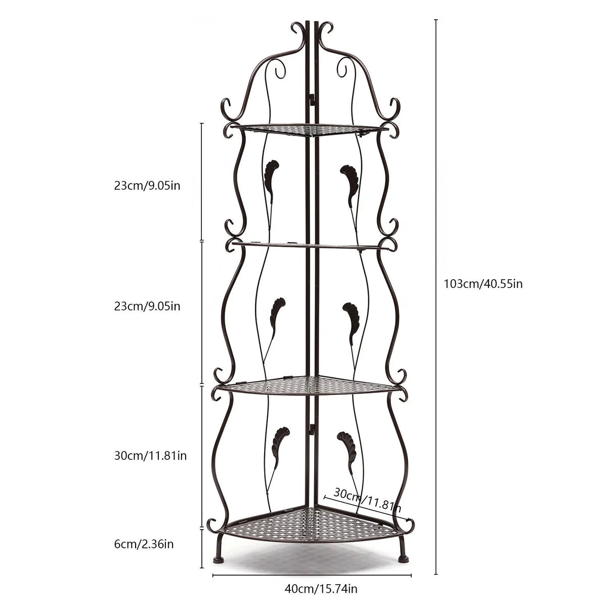 4-Tier Balcony Plant Pot Rack Corner Storage Shelf Folding Flower Stand