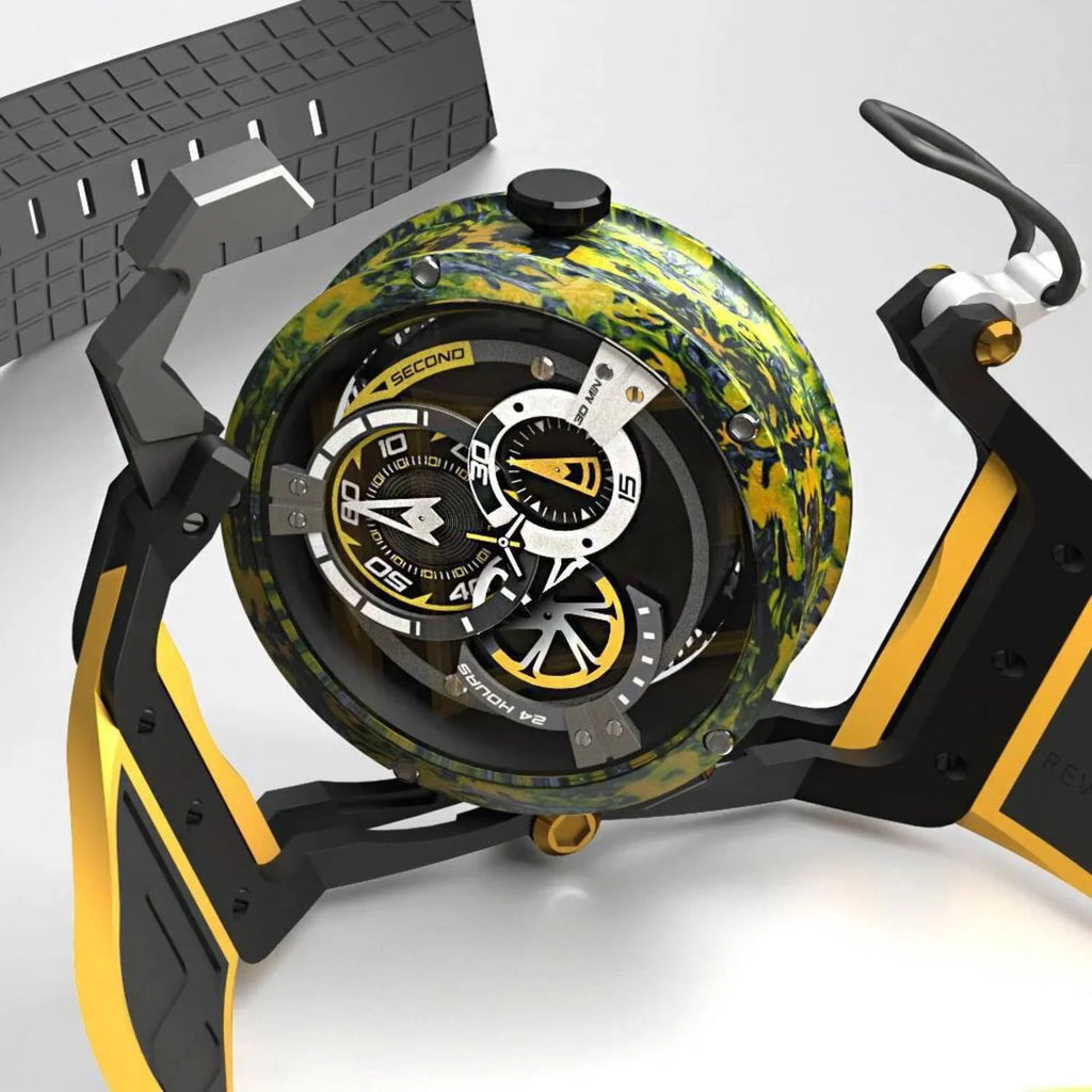 Mazzucato Rim Monza Reversible Chronograph Twin Dial Automatic Men Watch for Adult - Black