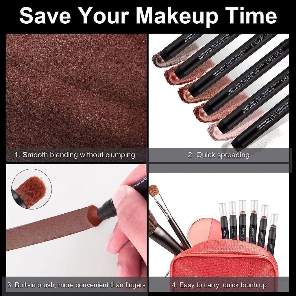 TAOTOP 6PCS Shimmer Cream Eyeshadow Stick Set, Brightener Eyeshadow Pencil Crayon, Hypoallergenic Liquid and Long Lasting Eye Shadow Highlighter Makeup